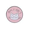 Derpy Kitten Cartoon Brooch - Cute Round Metal Cat Badge