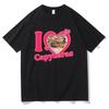 Tričko I Love Capybara Unisex/Women Harajuku Estetické grafické tričko Kawaii Unisex Funny Cartoon Oversize Písková Bavlněná trička Unisex