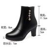 Fashion Women Boots 2024 Autumn/Winter Fashion Cotton Shoes Plus Velvet Heeled Mom Ankle Boots High Heel Warm Women Snow Boots