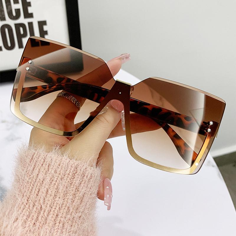 Rimless Sunglasses Women Trendy Vintage Oversized Luxury Lady Shades Eyewear Fashion Design Sun Glasses Brand