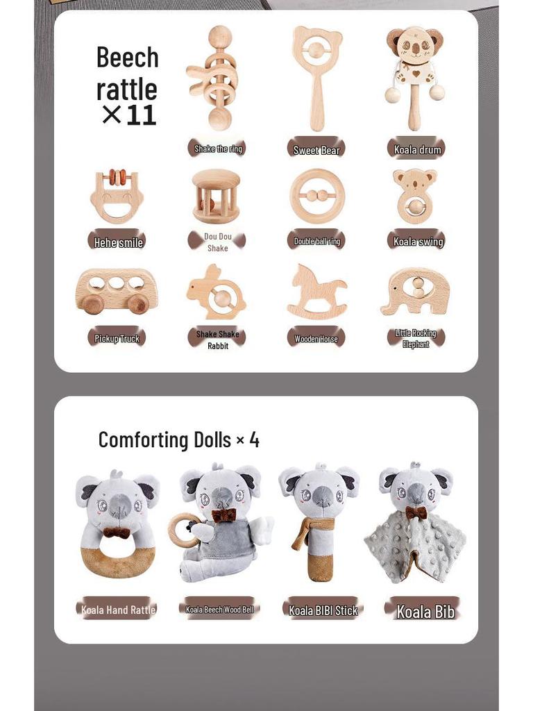 Luxury Newborn Gift Set: Wooden Toys & 100-Day Celebration