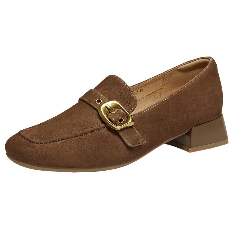 Besto Women s Sheepskin Block Heel Loafers 37