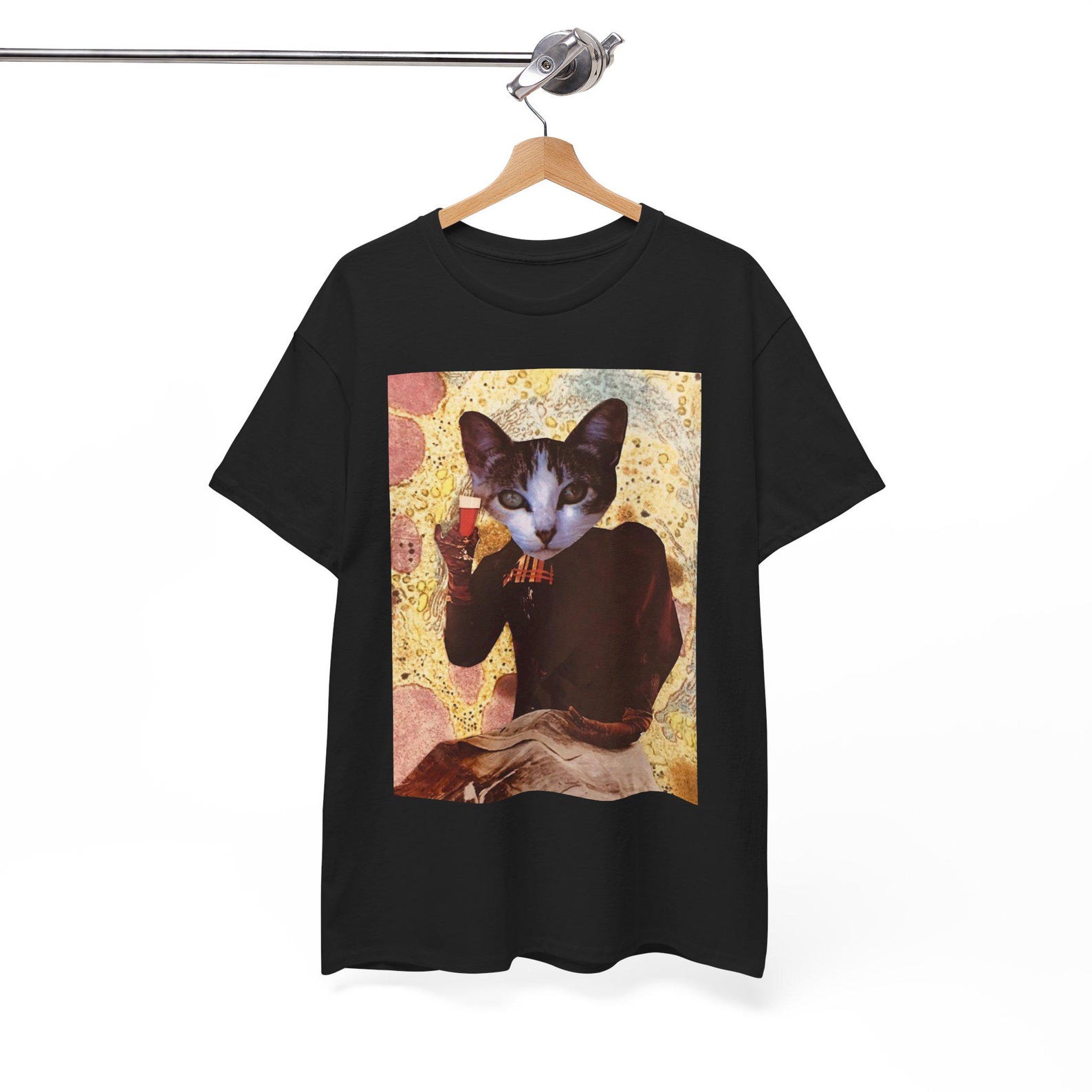 Surreal Cat Collage T-Shirt | Vintage Style Cat Art Tee | Weird Art Graphic Shirt | Collage Art T Shirt | Unisex Art Tee 4XL
