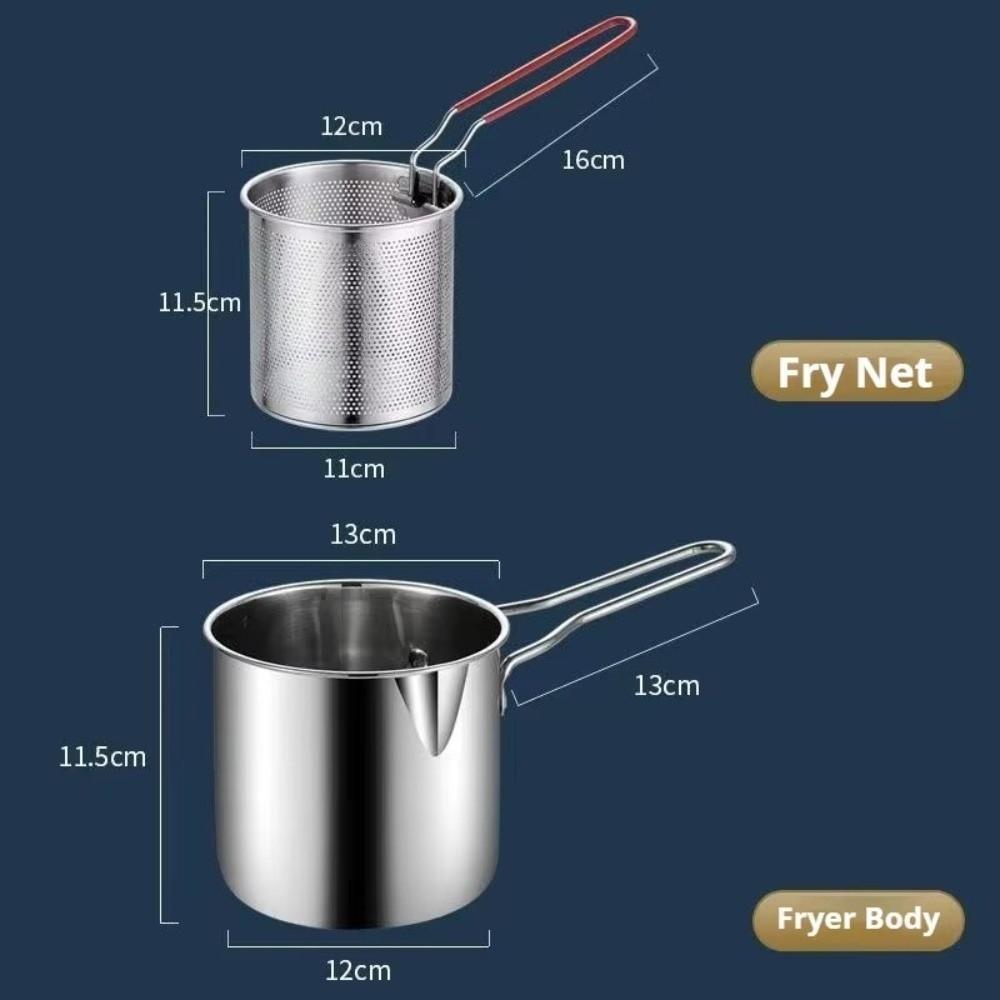 Stainless Steel Deep Fryer Pot Heat Resistant Handle Oil Fryer Pot  Home Kitchen Cooking