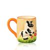 Korean Style Ins Cow Relief Cute Cartoon Animal Breakfast Cup with Handle Three-dimensional Ceramic Mark Water Cup Milk