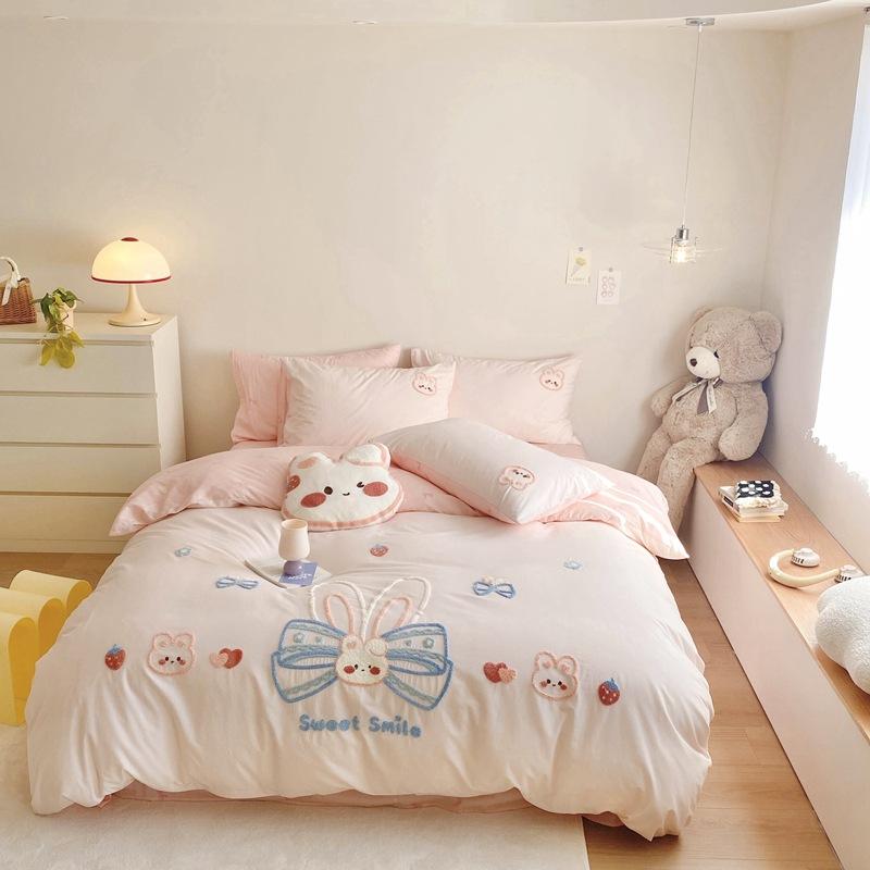 

Комплект из четырех предметов из длинноволокнистого хлопка, пододеяльник из чистого хлопка, комплект из трех предметов из хлопковой простыни 1.2m bed