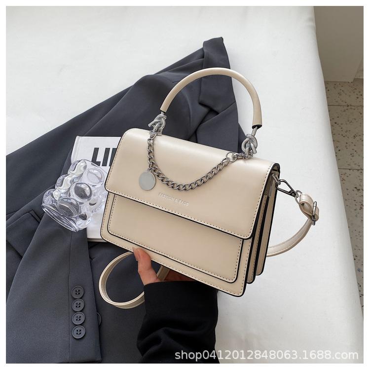 

Простая текстурная сумка-тоут женская 2025 новая корейская версия модная цепочка на плечо маленькая квадратная сумка для通勤 сумка-мессенджер женская хаки