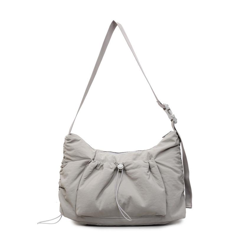 Borsa a tracolla in nylon stile coreano alla moda con chiusura a coulisse per uso quotidiano casual