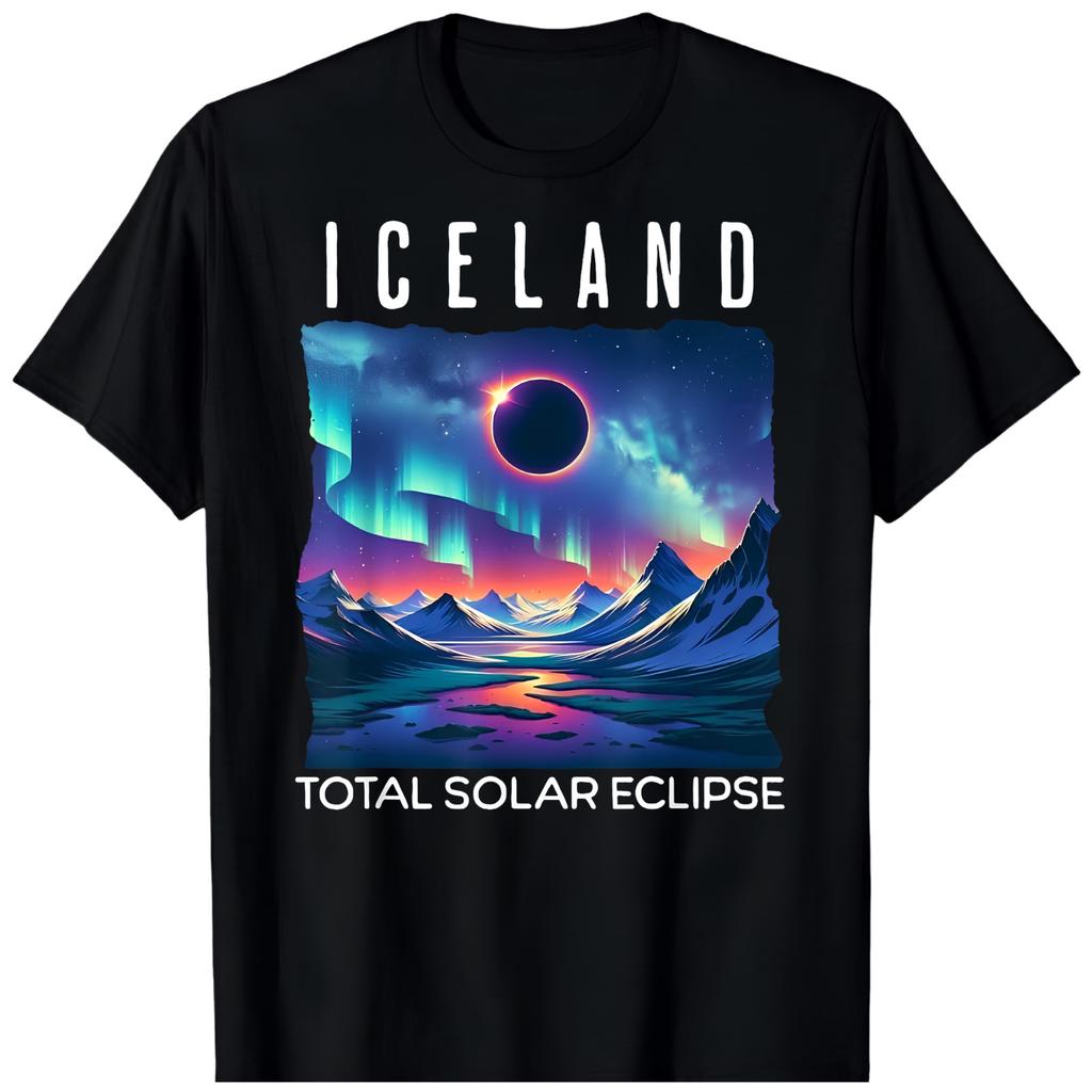 Islanda Eclissi 2026 12 Agosto Eclissi Solare Totale T-Shirt NERA 1507
