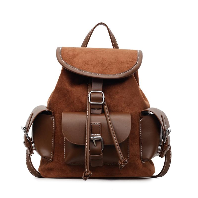 Autumn and Winter Retro Women's Backpack New Commuter Versatile Backpack Fashionable Contrasting Color Going Out Small Schoolbag