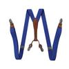 Unisex 2.5cm Elastic Leather Suspenders with 4 Clips