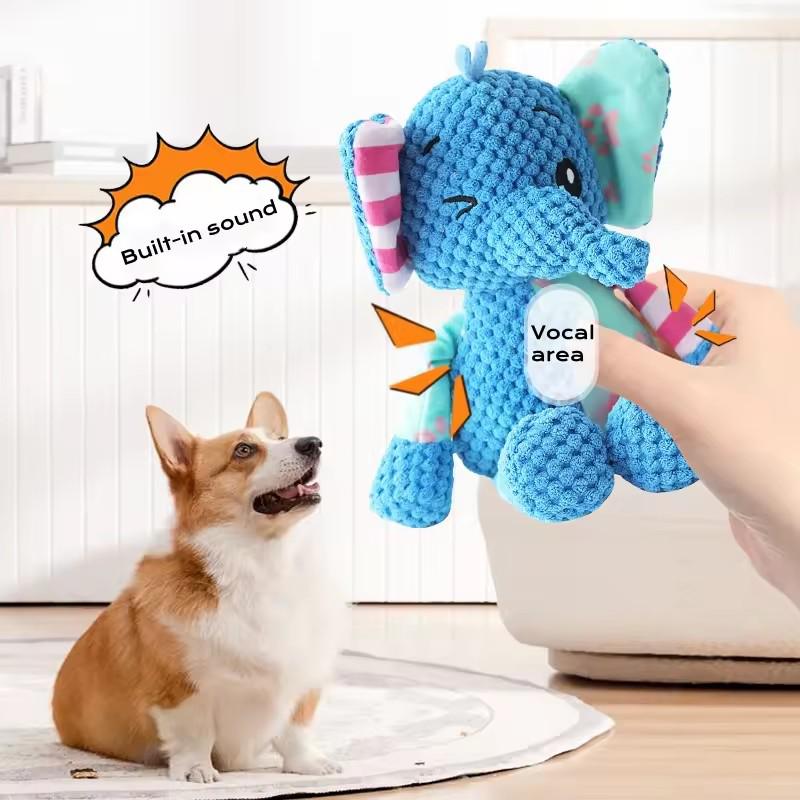 Squeaky Plush Dog Toys Cute Animal Design Interactive Chew Toys Durable Bite Resistant Pet Toys For Teething Small Medium Dogs