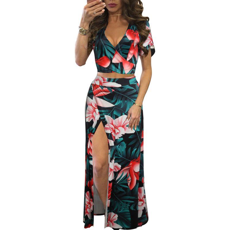 M482 Cross-Border Boutique European and American Popular Amazon Independent Station Classic Floral Hot Sale Dress Two-piece Set