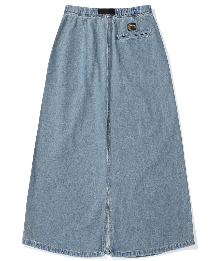 Columbia University M-Label Belted Denim Long Skirt Light Jeans