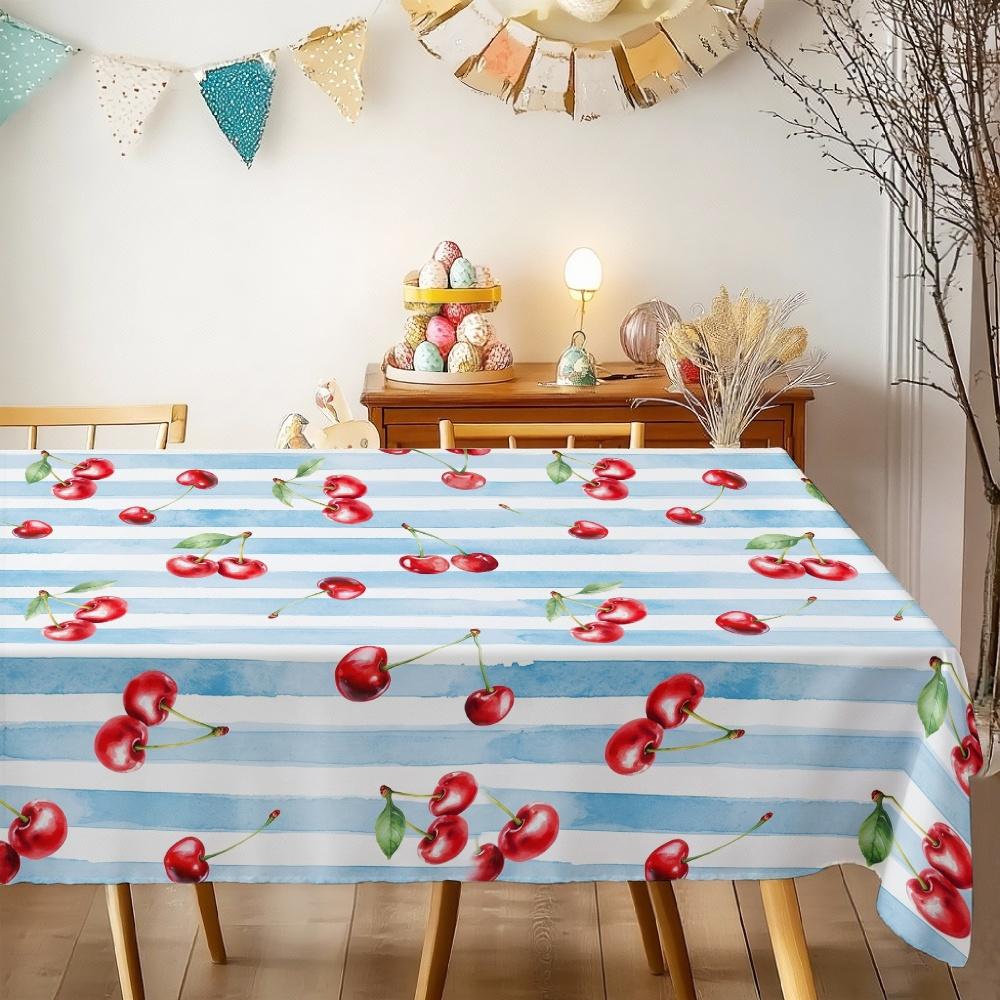 Cherry Pattern Rectangle Table Cloth for Table Decor Holiday Party Waterproof Reusable Tablecloth for Tables Kitchen Dining