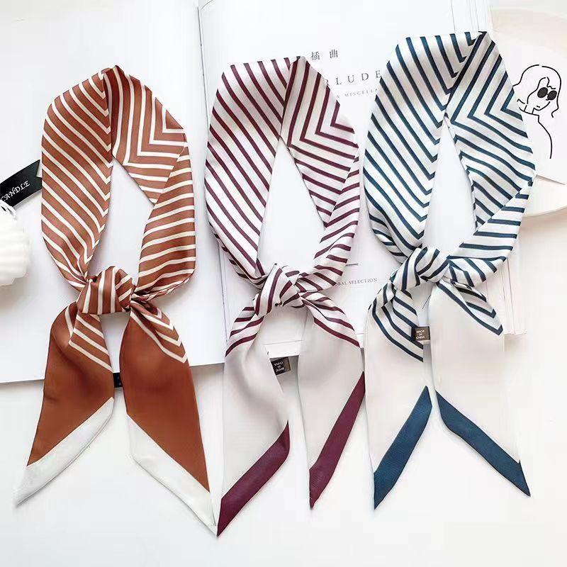 small silk scarf simple stripe women's for Women, Aesthetic Hairband , Daily Party Holiday Gift Trendy