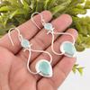 Natural Aqua Chalcedony Gemstone 925 Solid Silver Handmade Hook Earrings 2.07" EE-170-21