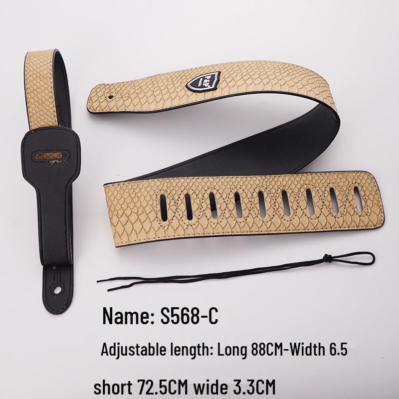 PU Leather Guitar Strap: Acoustic, Electric & Classical - No-Hole, Widened Shoulder Design
