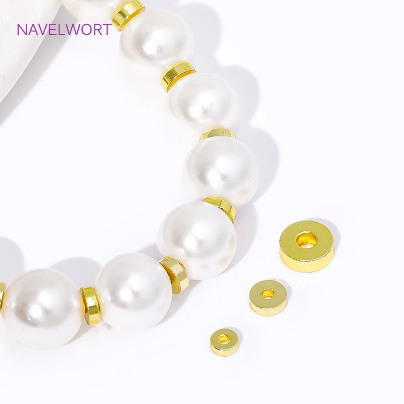 18K Gold Plated 3/4/6mm Round Smooth Spacer Beads,Separator For Beads,Brass Bracelet Beads For Jewelry Making, DIY Accessories