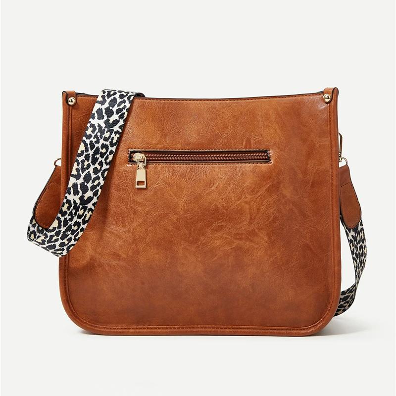 Damskie skórzane torby typu crossbody z PU, damskie małe, urocze torby na ramię, kobiece modne, w kolorze krowy, w kolorze lamparta, pasek dla dziewczynki