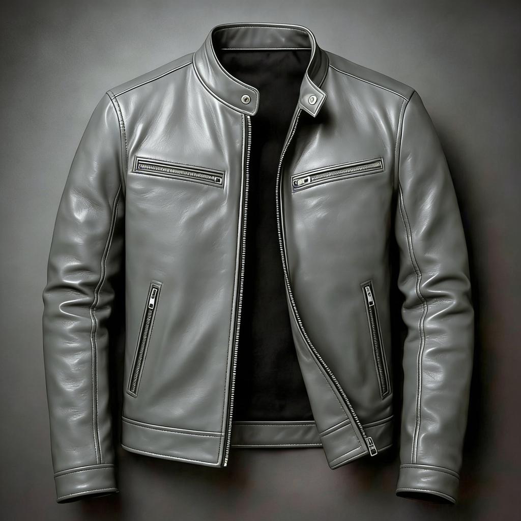 Heren Biker PU Leer Jas Staande Kraag Slim Fit Casual Dubbele Rits Jas Vintage Grensoverschrijdende Lederen Jas