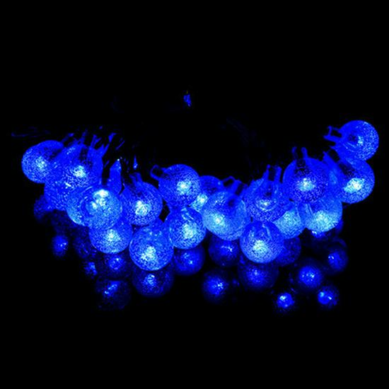 Waterproof Solar-Powered LED Crystal Bubble Ball String Lights for Outdoor Camping Canopies 1.8cm Small Bubble Ball Blue