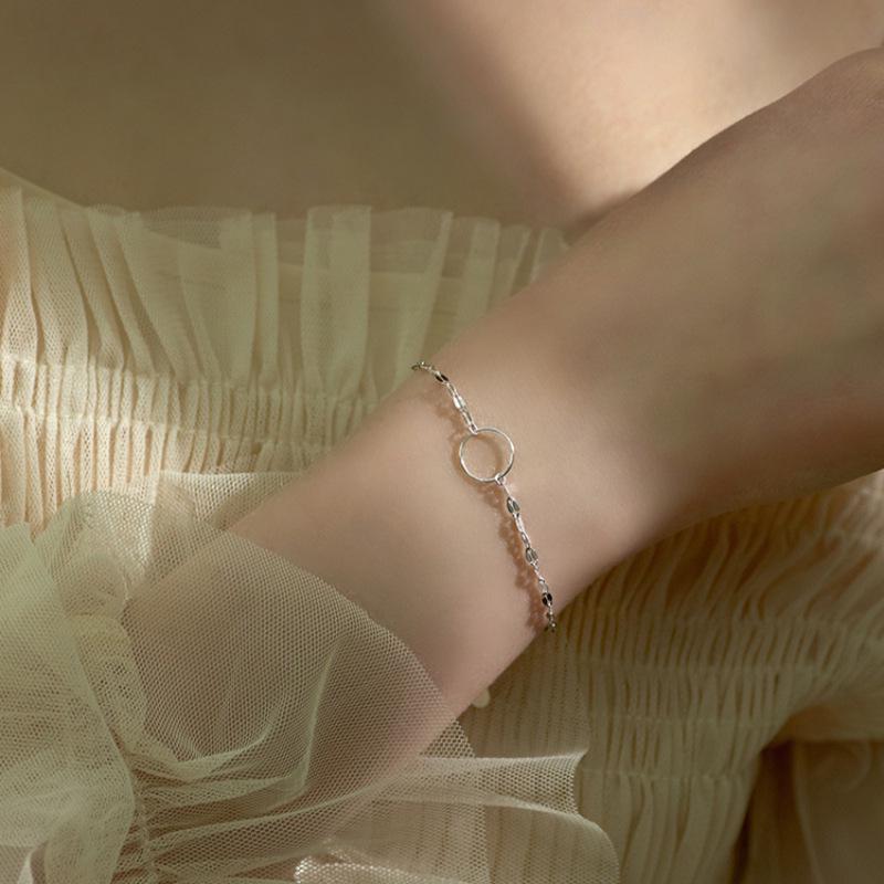 Su Chuang S925 Sterling Silver Geometric Wave Bracelet with Starry Sky Design 925 Silver