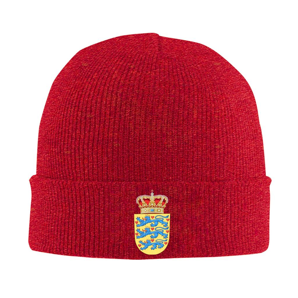 Wappen Dänemarks Mützen Beanie-Mützen Frühlingsmuster Skullies Beanies Hip Hop Unisex Damen Unisex Kpop Warme Mütze