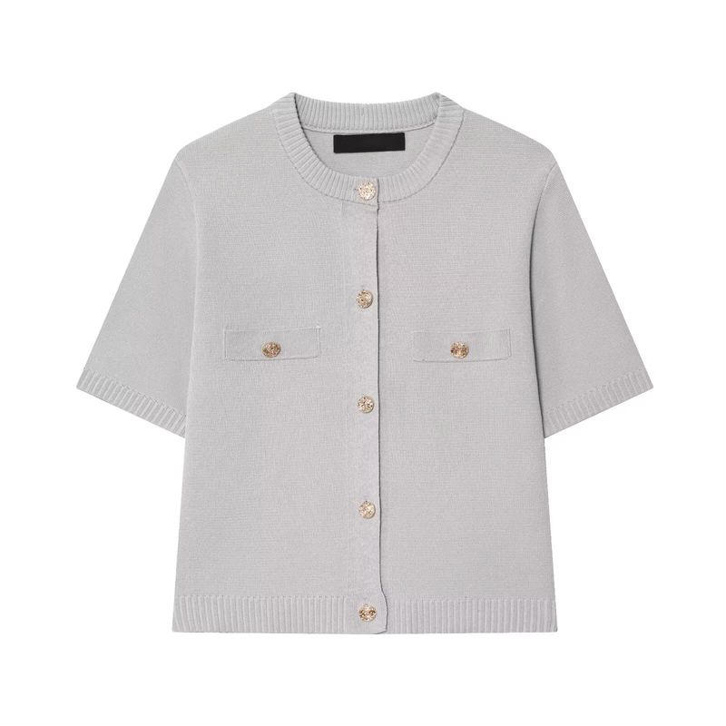 Summer New Product Women's Clothes Classic Style Round Neck Short Sleeve Minimalist Fashion All-Match Short Knitting Outwear 1822022