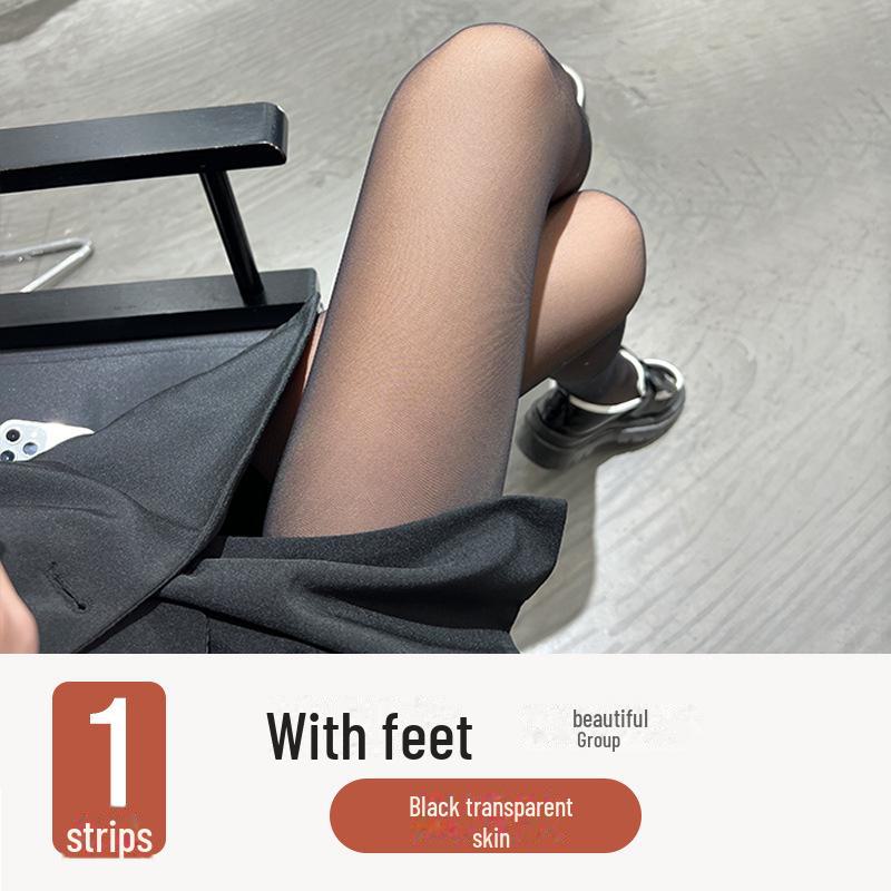 Women's Black Plush Stockings: Thick Winter Leggings, Gray One-Piece, Translucent Pantyhose