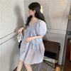 Cream Puff Dress Summer New Girls Bubble Sleeves Waist White First Love Temperament Dress Muse Fan