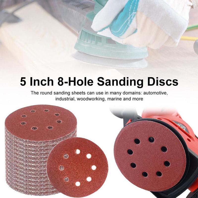 Premium Quality 5-inch 8-hole Sanding Discs With Superior Wear-resisting Alumina
