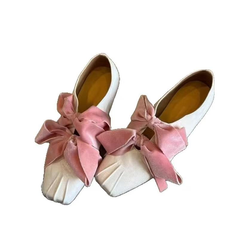 Cowhide version retro niche pleated Mary Jane shoes new versatile light mouth straps square head thick heel single shoes