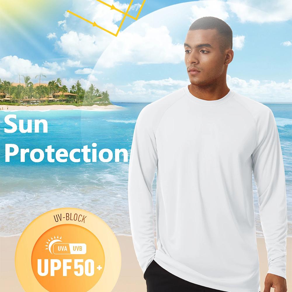 T-shirts de Protection solaire pour hommes, été UPF 50 +, manches longues, Performance, séchage rapide, respirant, randonnée, poisson, résistant aux UV