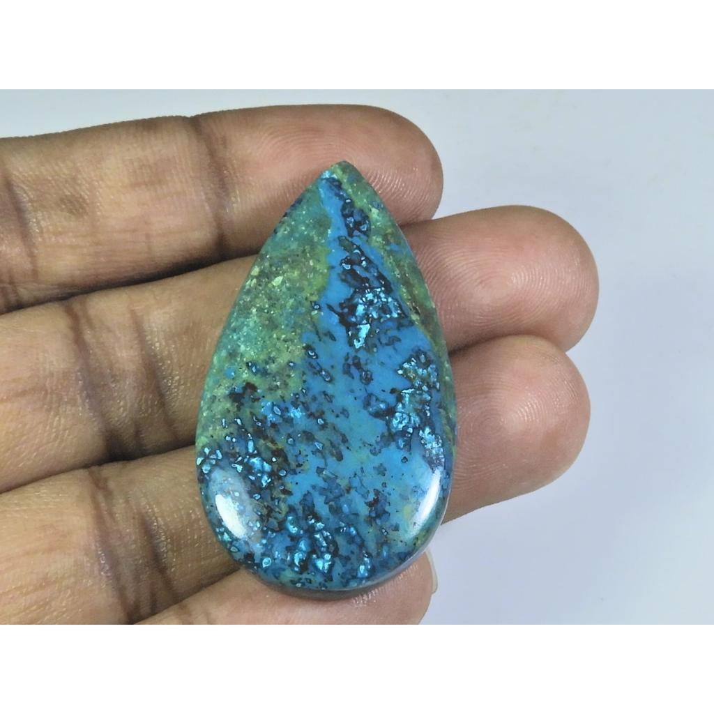 25X47X07MM Natural Shattuckite Pear Shape Cabochon Loose Gemstone 75Cts. D-123