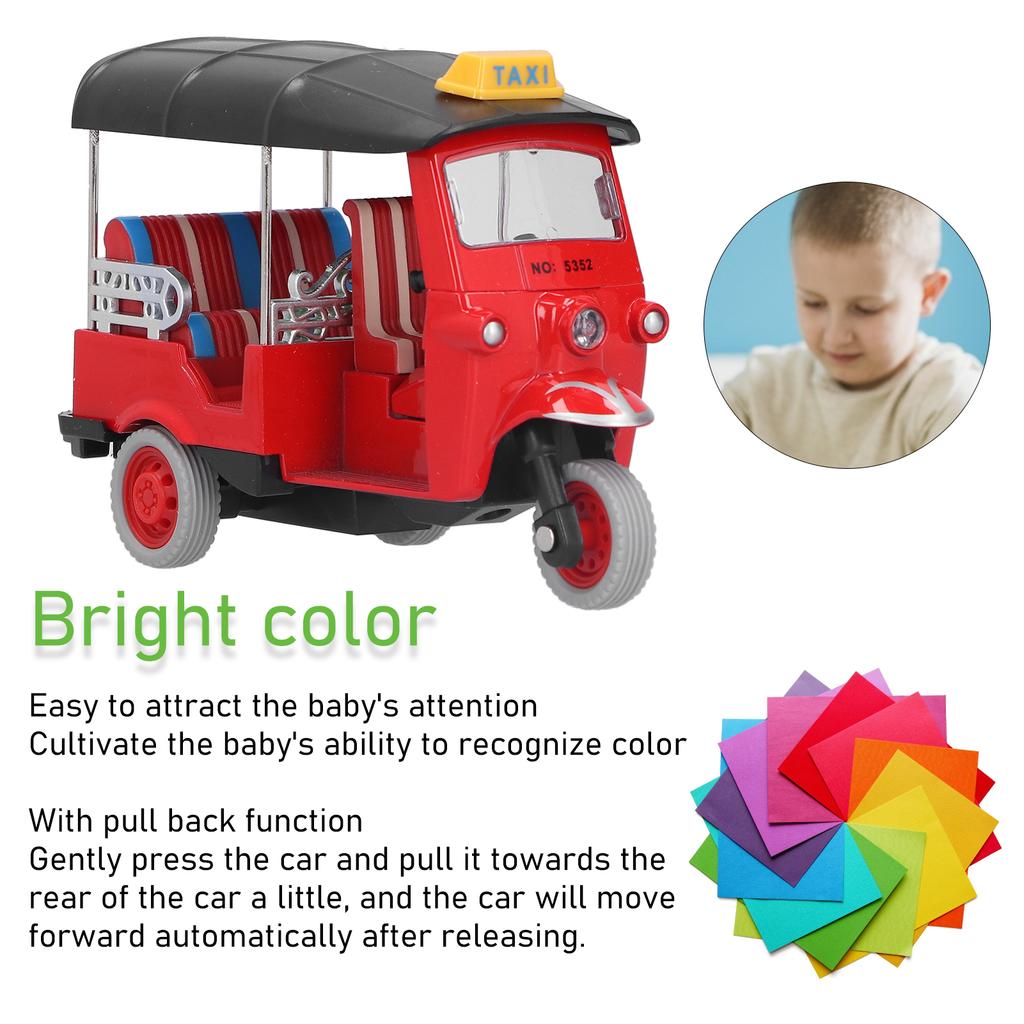 Pull Back Thai Tricycle Simulation Alloy Tuk Tuk Car Model Toy Children Vehicle ToyRed