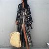 Women Loose Fit Sun Protection Beach Cover Up Cardigan Bikini Swimsuit Outerwear Lightweight Long Sleeve Printed Design