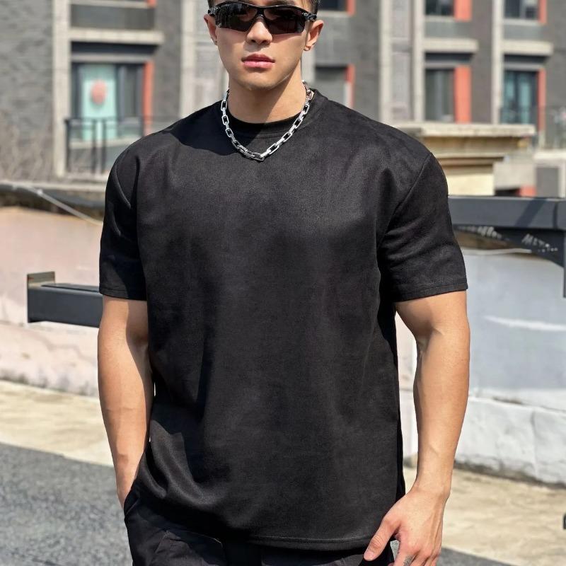 Summer Men's Solid Color Crew Neck Loose Short Sleeve T Shirt