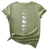Women Summer Casual O Neck Short Sleeve Moon Print Loose Blouse T-shirt Top
