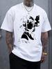 Casual Graphic T-shirt - Smoking Girl Anime Print