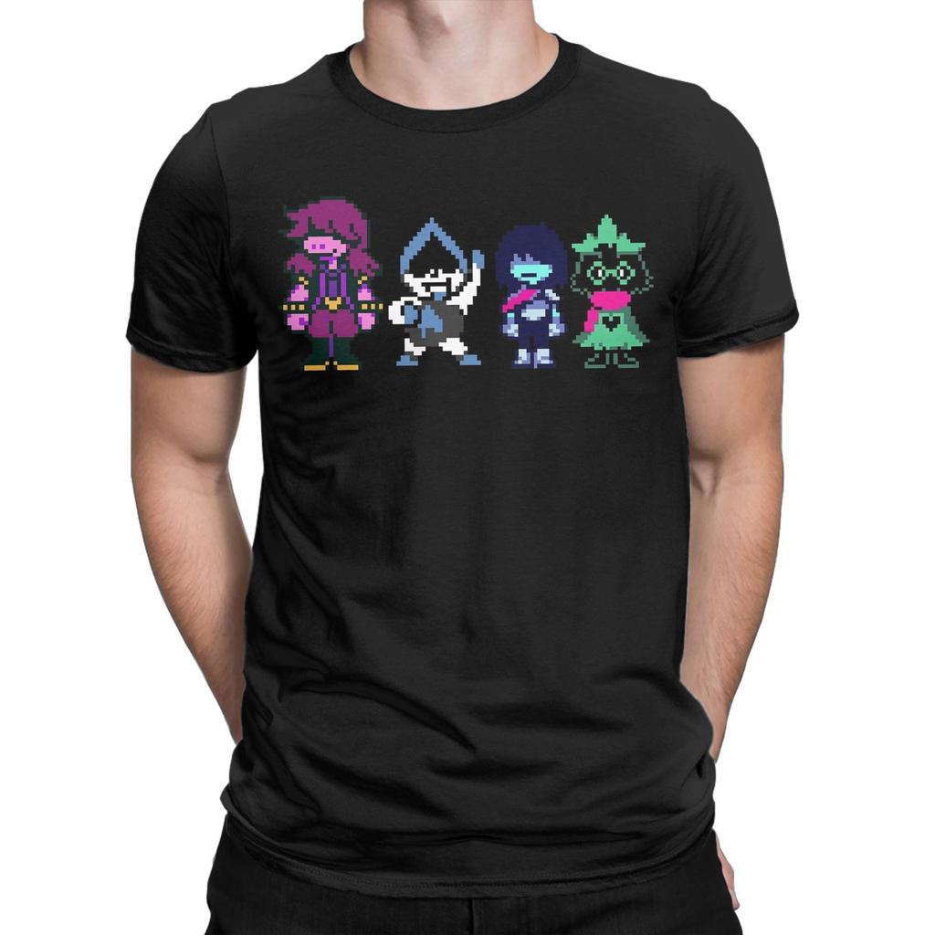 DELTARUNE MAIN CHARACTERS T-Shirt for Men  Vintage Pure Cotton Tees Crew Neck Short Sleeve T Shirts Gift Idea Clothing