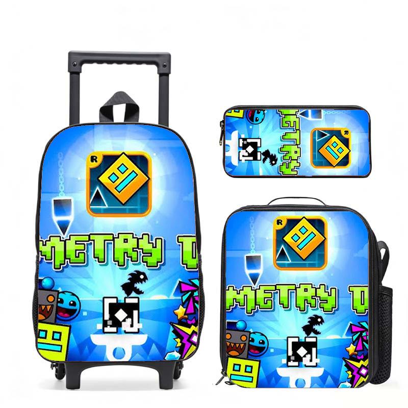 Geometrydash Backpack Geometrydash Elementary And Secondary School Printed Tie Rod Backpack
