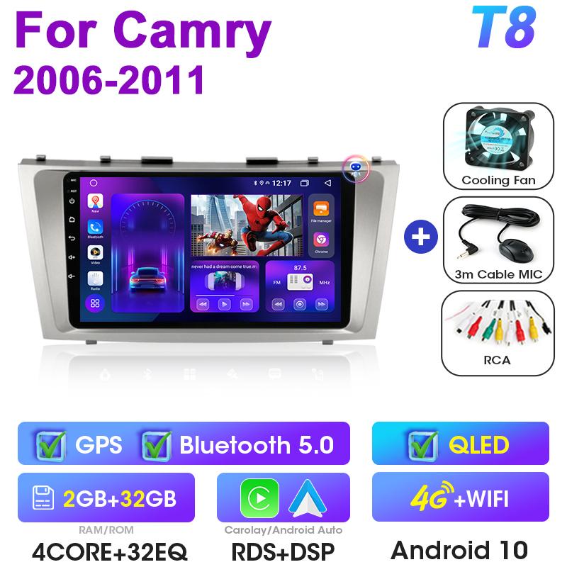 2 Din Android 12 Autoradio Für Toyota Camry 7 XV 40 50 2006 - 2011 Multimedia Video Player GPS 4G Carplay Auto Stereo Head Unit