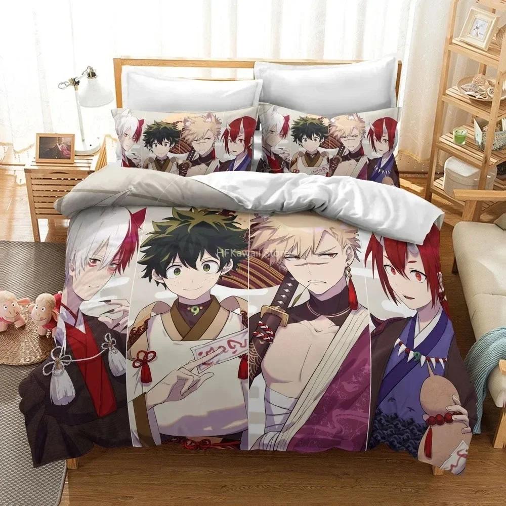 Design Popular 3D My Hero Academia Comfortable Duvet Quilt Cover Pillowcase Bedding Set Children Bedroom Decoration Home Textile