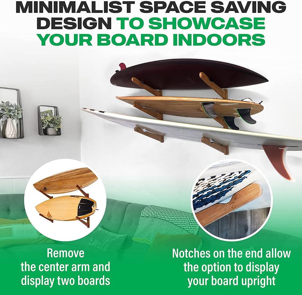 Bamboo Surf and Skateboard Multi-Layer Wall Rack