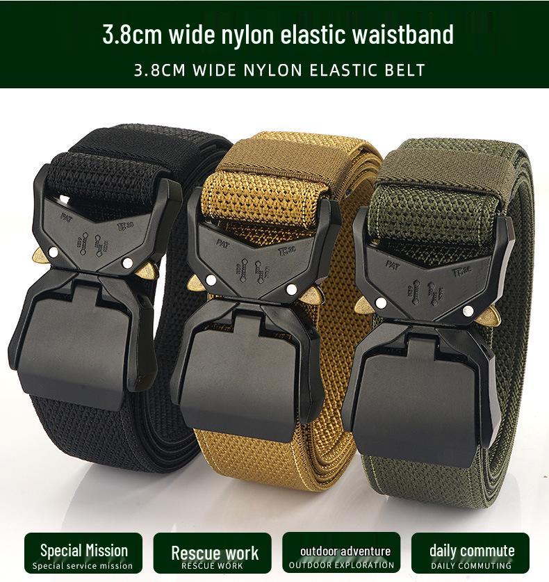 Męski pas taktyczny z aluminiową klamrą szybkozapinającą i elastycznym nylonowym płótnem