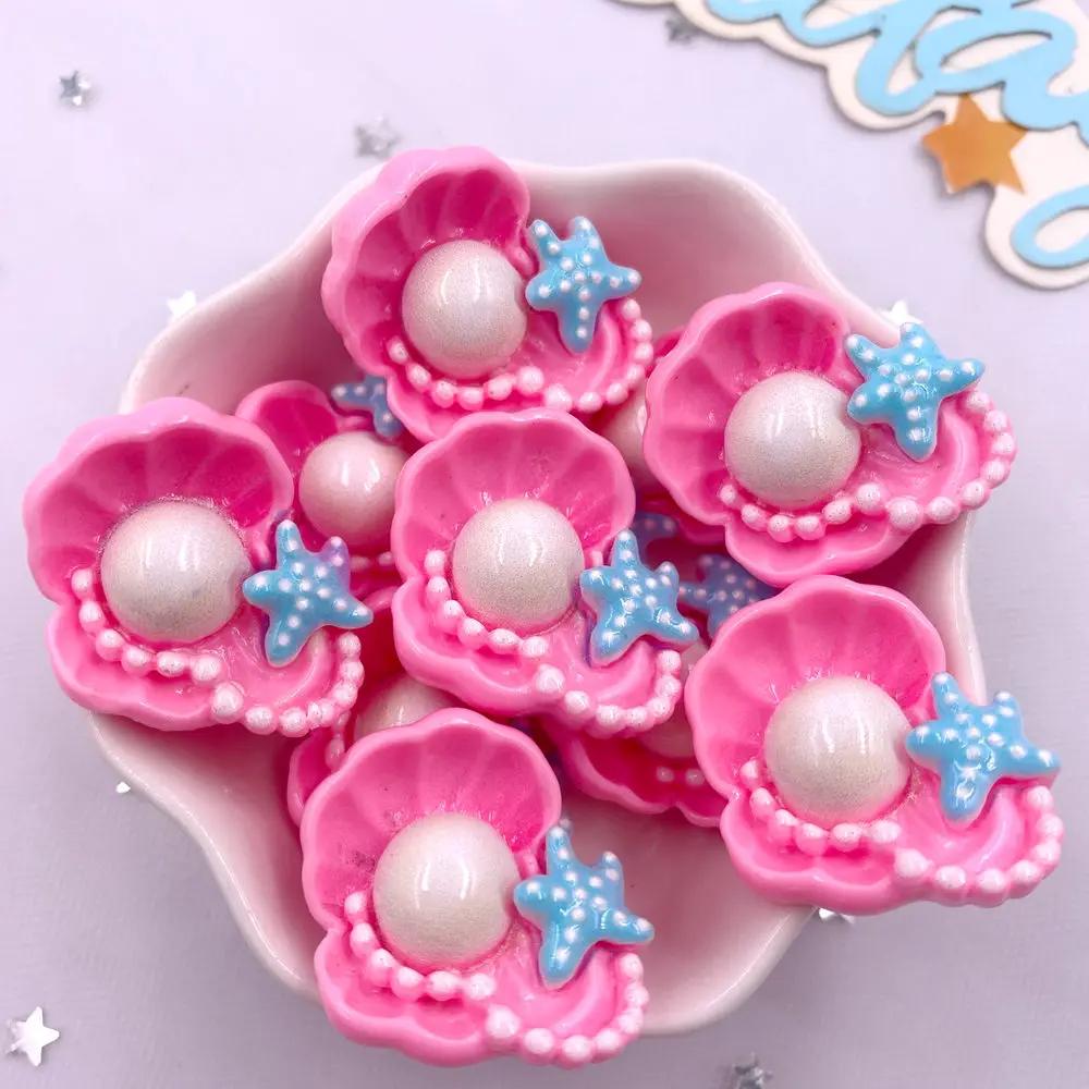 

6 шт. цветной смоляной жемчужной ракушки, морской звезды, водоросли, бутылки с желаниями, сундуки с сокровищами, 3D-фигурки, плоская задняя часть, скрапбукинг, сделай сам, украшения