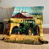Green Tractor and Red Barn Scene for All Seasons Blanket Lunch Break Throw Gift