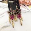 Vintage court gem set earrings long temperament bohemian earrings niche earrings women