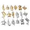 20pcs Stainless Steel Animal Charms Fish Turtle Bee Bear Pendants Crafts for Necklace Bracelet Earrings DIY Jewelry Accessories
